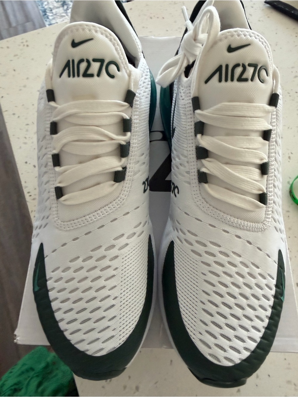 Nike Air Max 270 White with Olive Green Accents. Women’s size 11, NIB